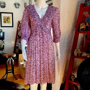 Vintage inspired pink print dress